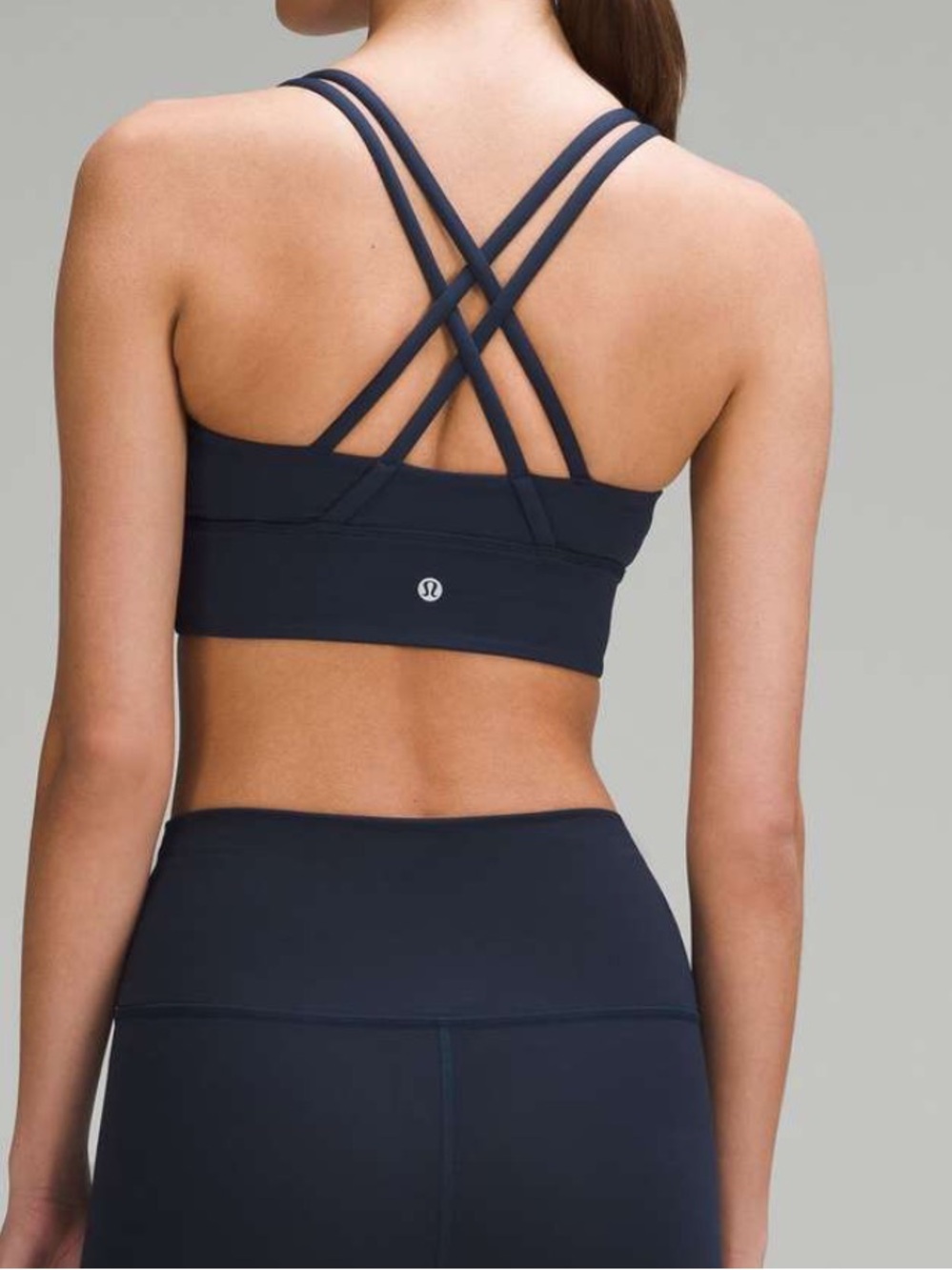 lululemon athletica Dark Blue Ribbed Longline Strappy Crossback Sports Bra